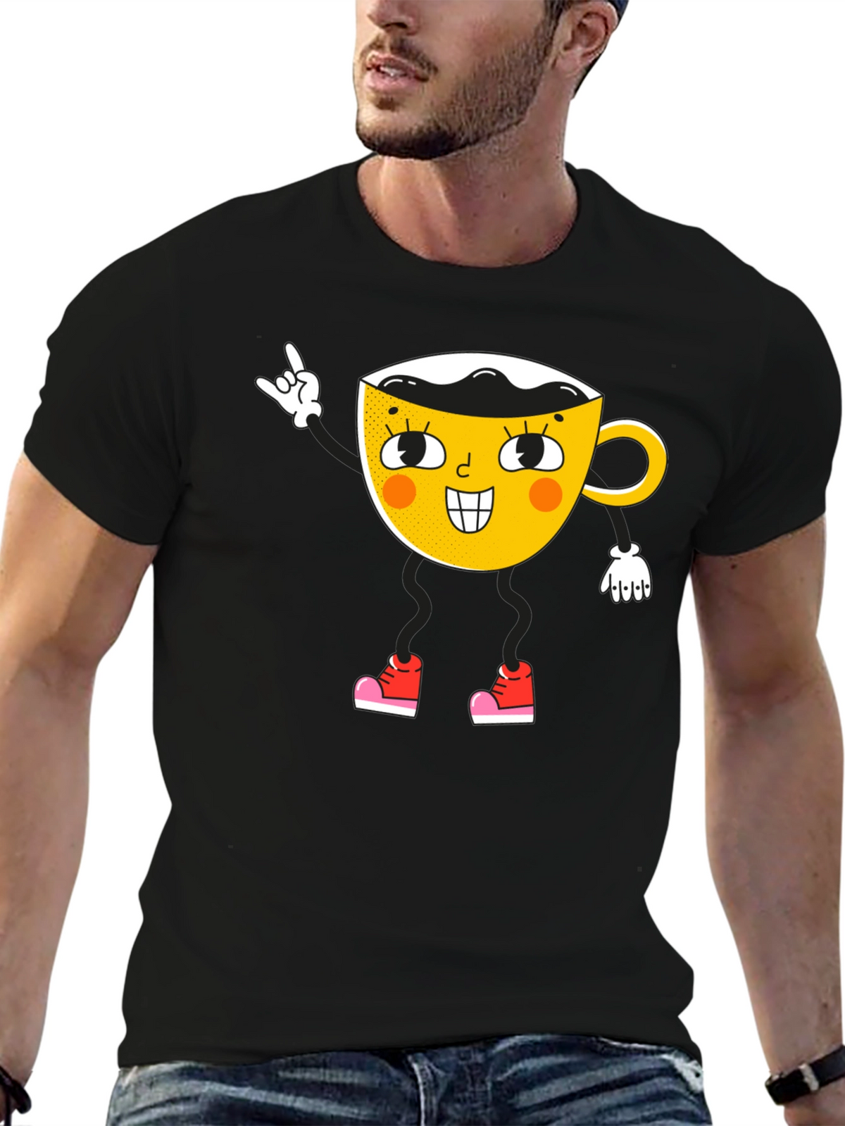 Cartoon Coffee Cup Graphic Tee