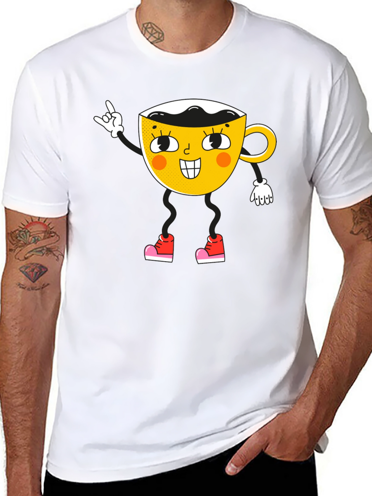 Cartoon Coffee Cup Graphic Tee
