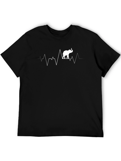 Elephant Heartbeat Graphic Tee - Unisex Black T-Shirt