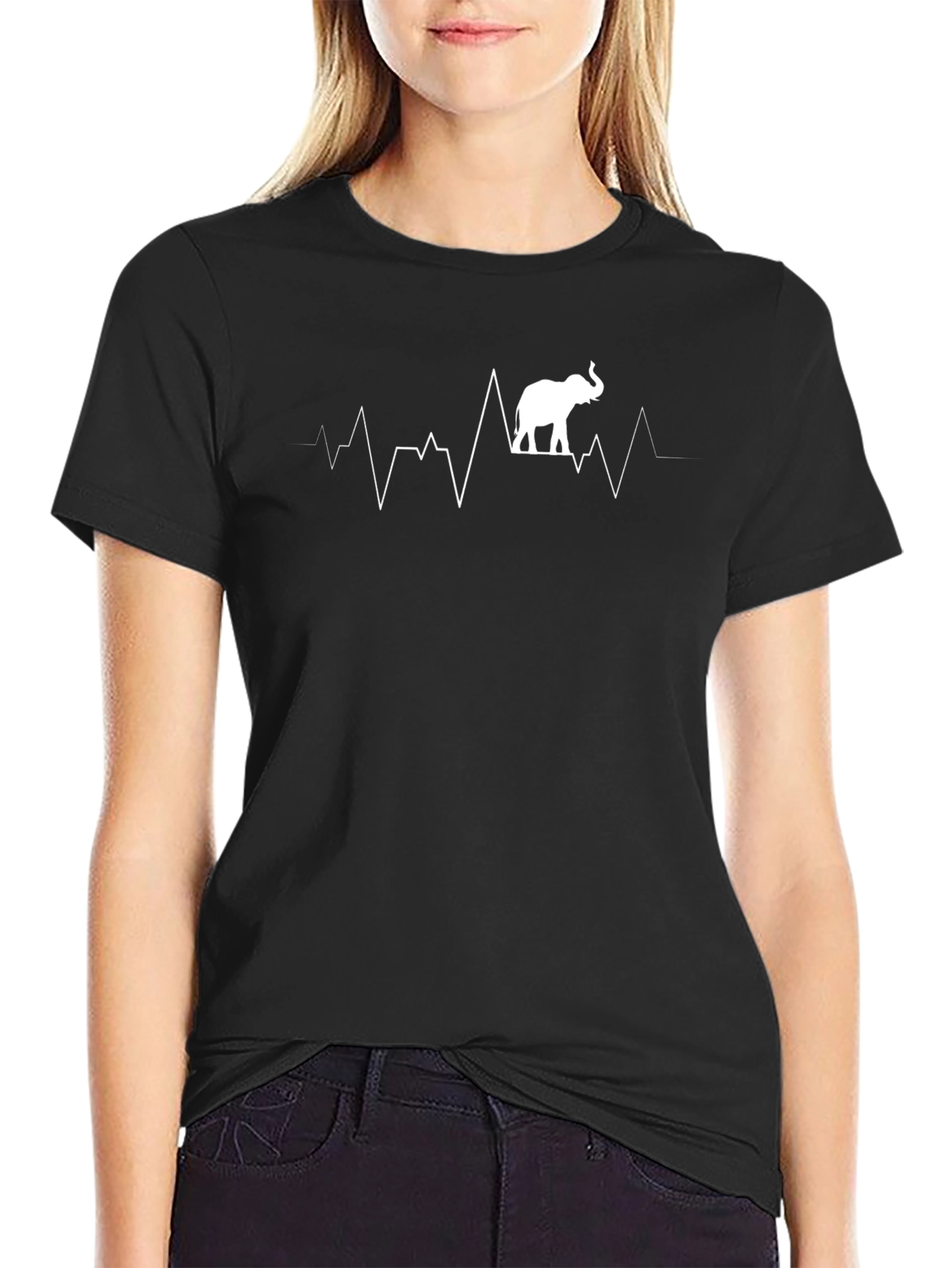 Elephant Heartbeat Graphic Tee - Unisex Black T-Shirt