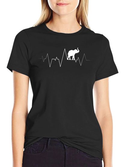 Elephant Heartbeat Graphic Tee - Unisex Black T-Shirt