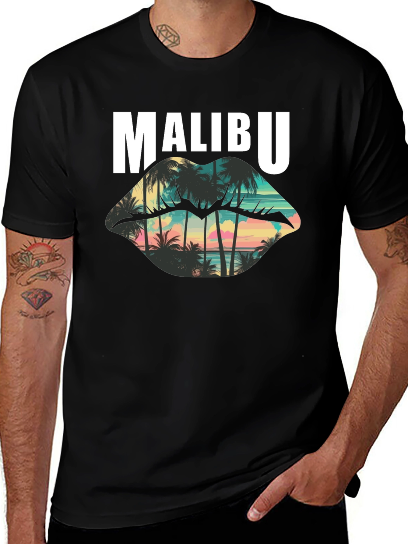 Malibu Palm Sunset Graphic T-Shirt