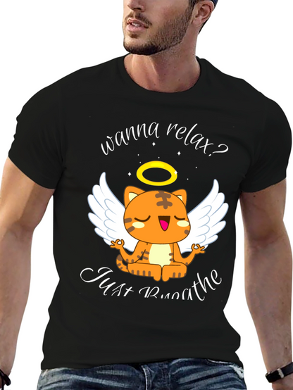 Relax Cat T-Shirt - Wanna Relax? Just Breathe Tee