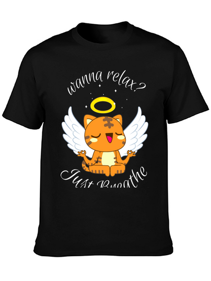 Relax Cat T-Shirt - Wanna Relax? Just Breathe Tee