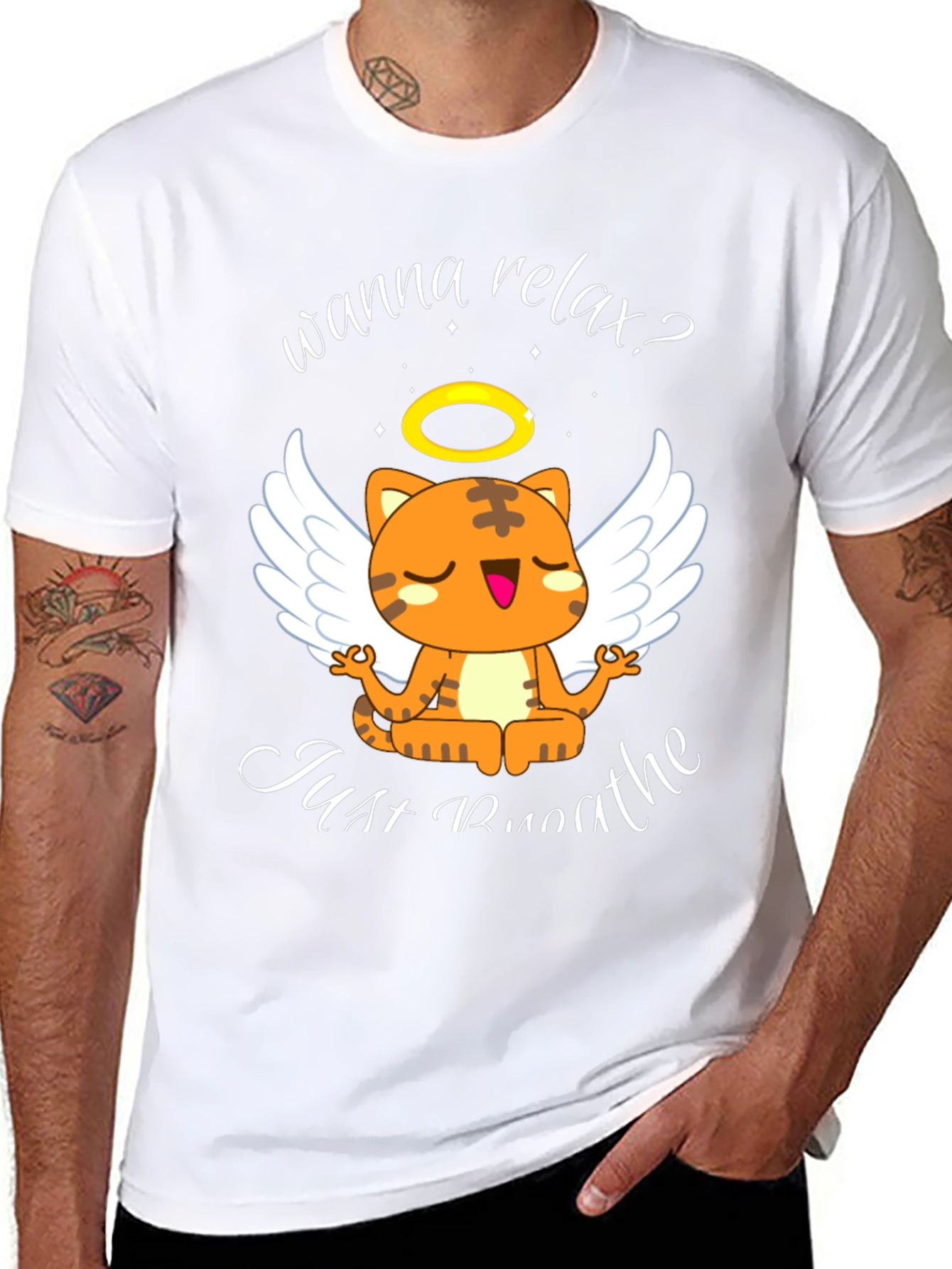 Relax Cat T-Shirt - Wanna Relax? Just Breathe Tee