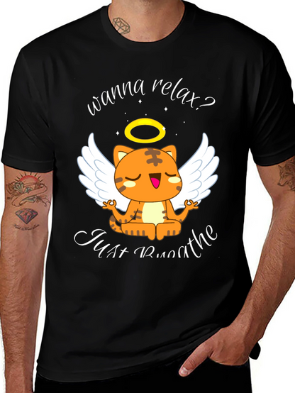 Relax Cat T-Shirt - Wanna Relax? Just Breathe Tee