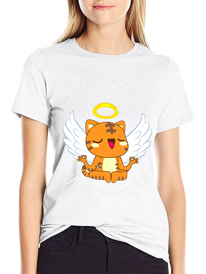 Relax Cat T-Shirt - Wanna Relax? Just Breathe Tee