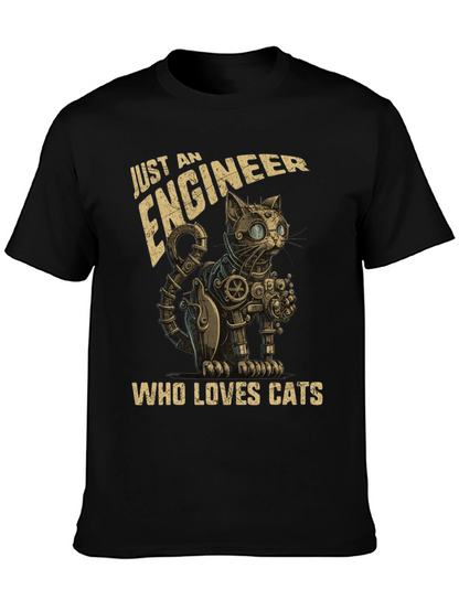 Engineer Cat Lover T-Shirt - Steampunk Style
