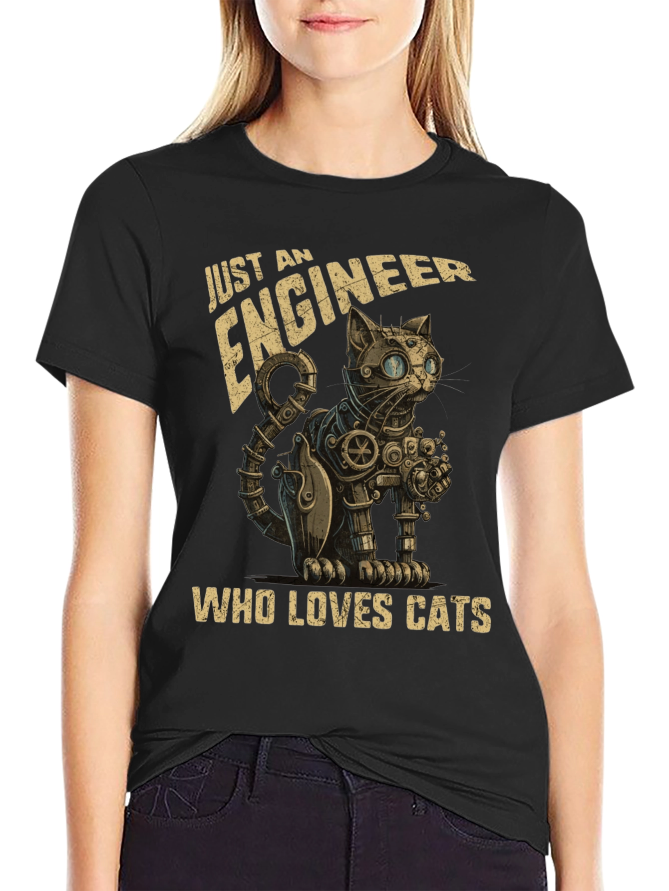 Engineer Cat Lover T-Shirt - Steampunk Style