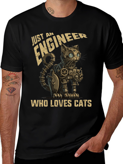 Engineer Cat Lover T-Shirt - Steampunk Style