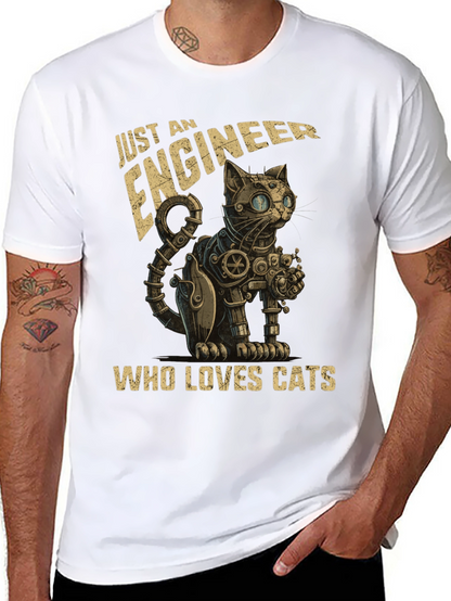 Engineer Cat Lover T-Shirt - Steampunk Style