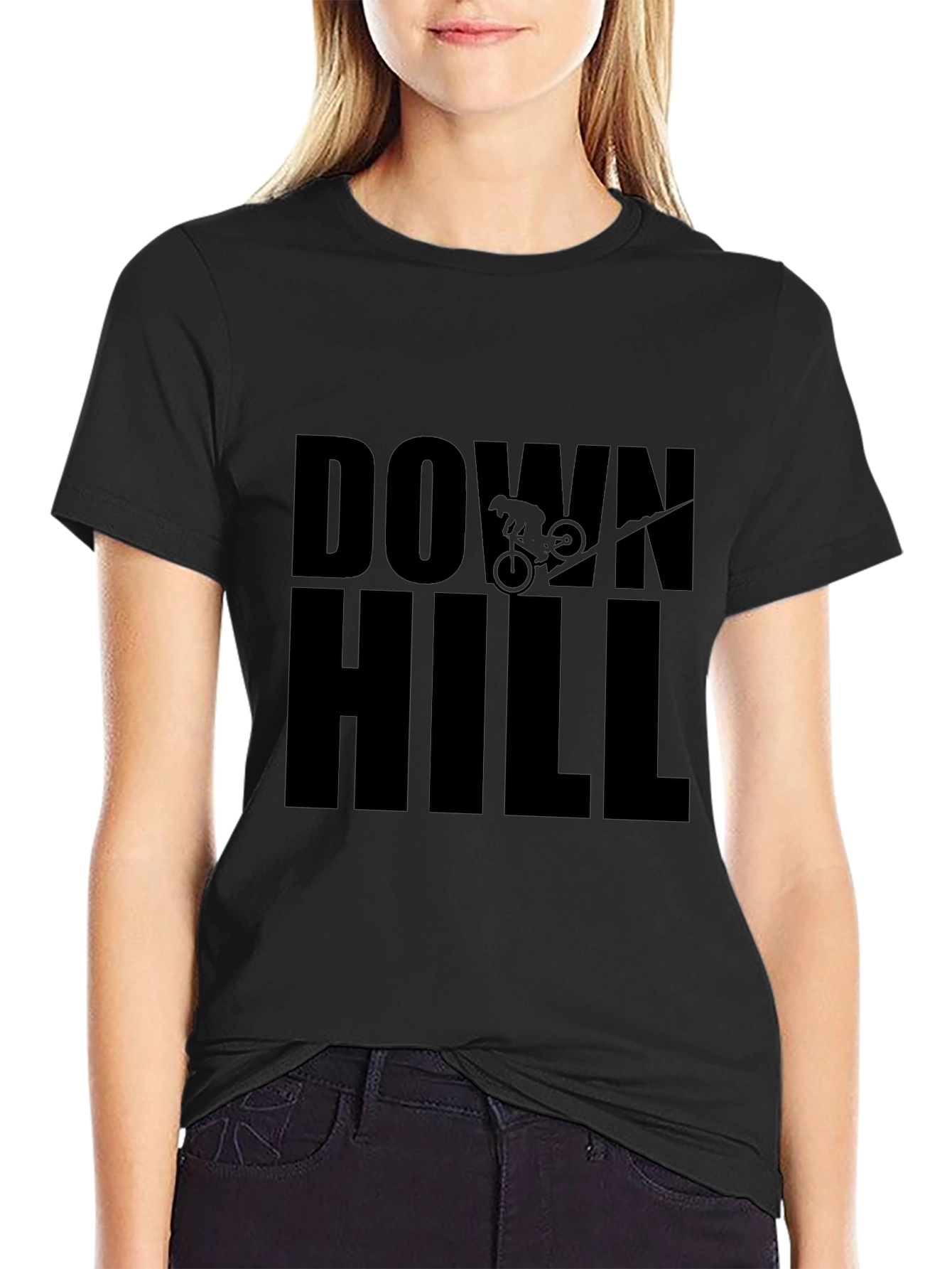 Downhill Mountain Biking Black T-Shirt