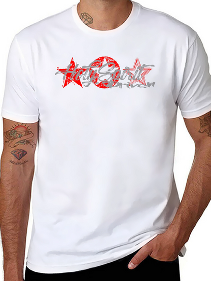 Red Stars Black T-Shirt Graphic Print