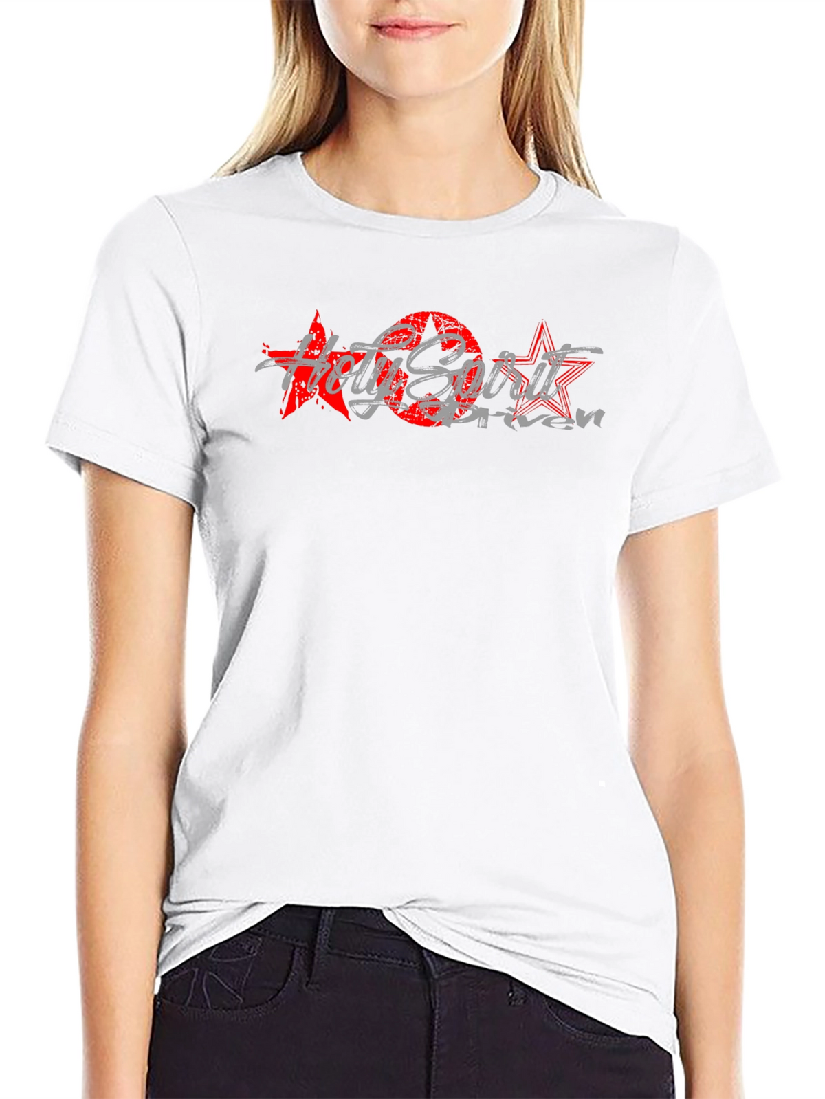 Red Stars Black T-Shirt Graphic Print