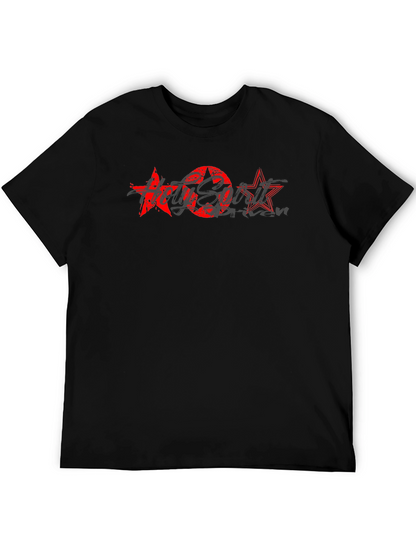 Red Stars Black T-Shirt Graphic Print