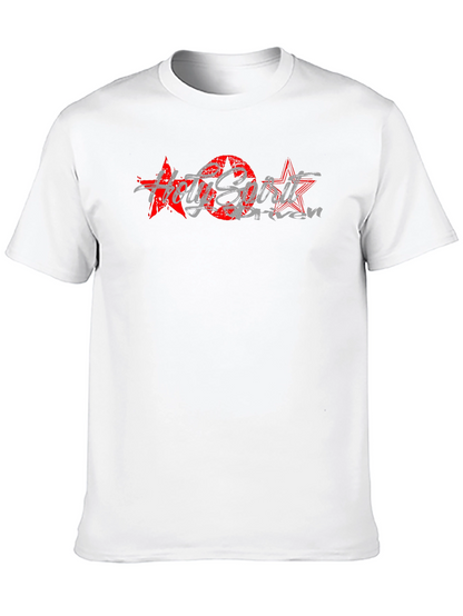 Red Stars Black T-Shirt Graphic Print