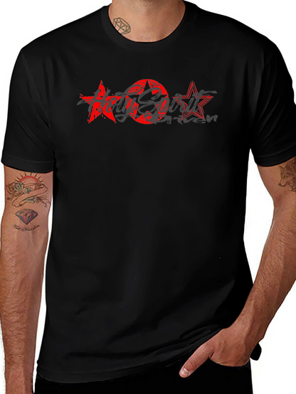 Red Stars Black T-Shirt Graphic Print