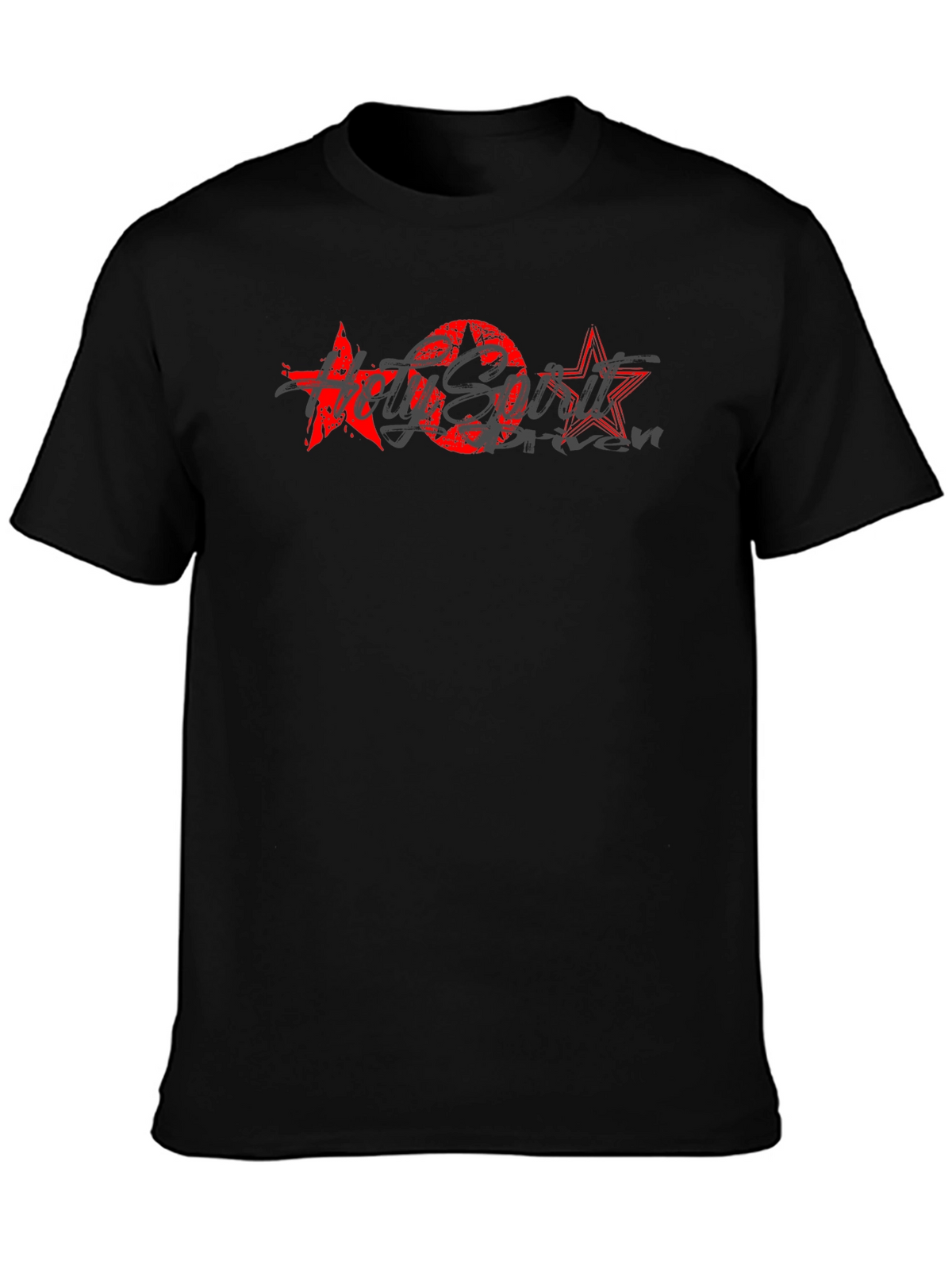 Red Stars Black T-Shirt Graphic Print