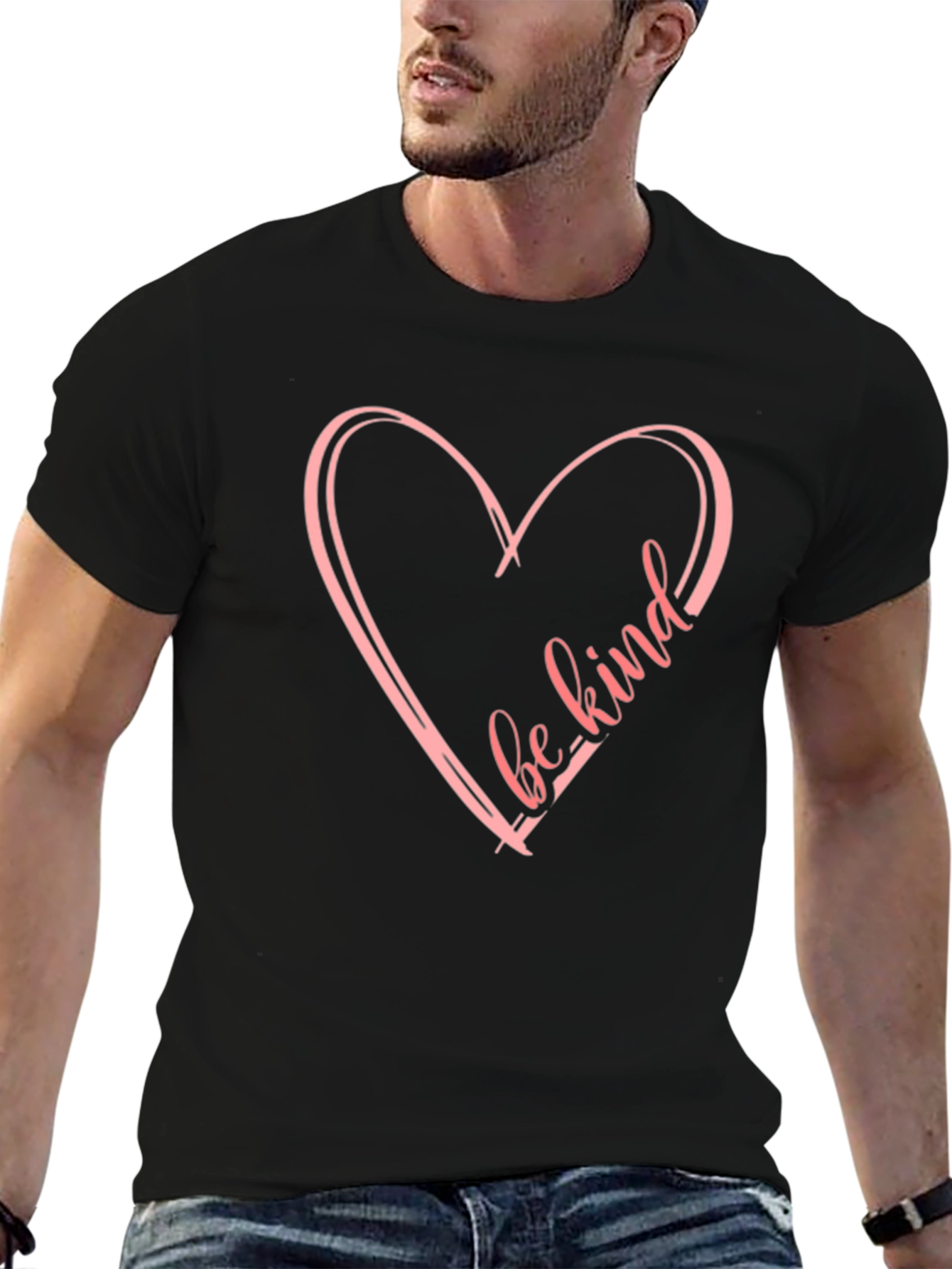 Be Kind Heart Graphic Black T-Shirt