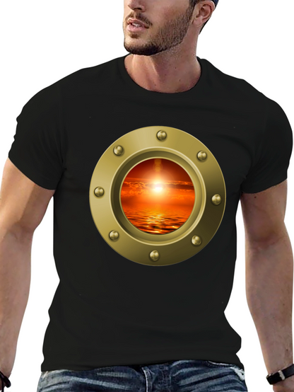Nautical Porthole Sunset T-Shirt - Ocean View Tee