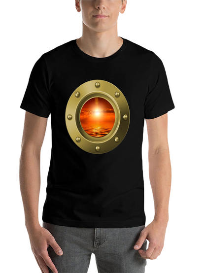 Nautical Porthole Sunset T-Shirt - Ocean View Tee