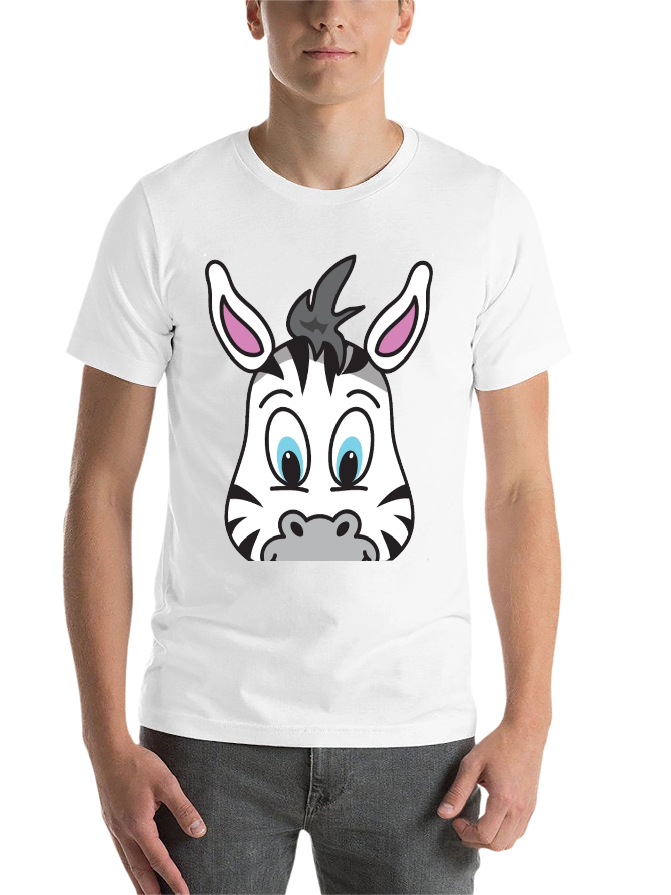 Zebra Face Graphic T-Shirt - Fun Cartoon Tee