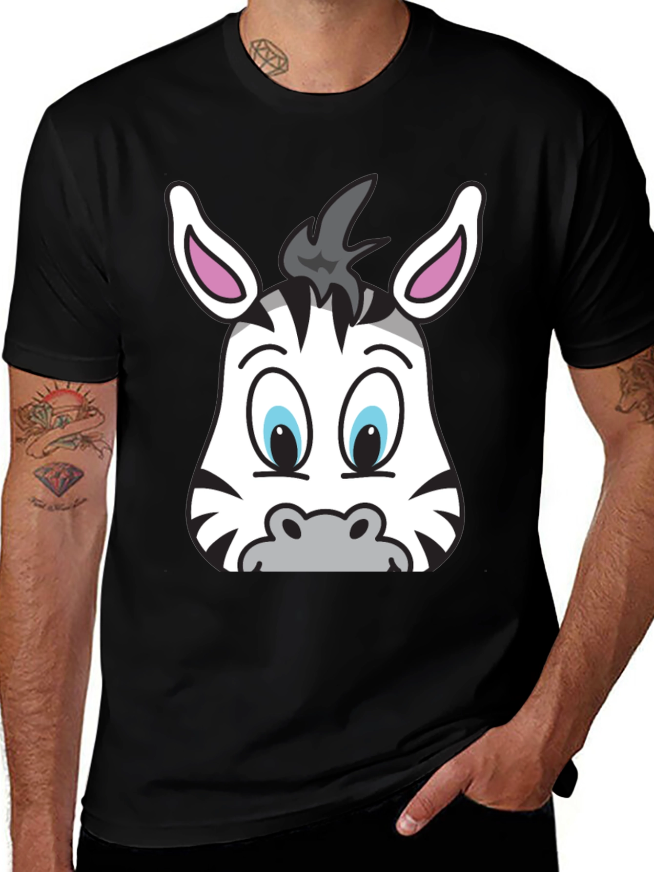 Zebra Face Graphic T-Shirt - Fun Cartoon Tee