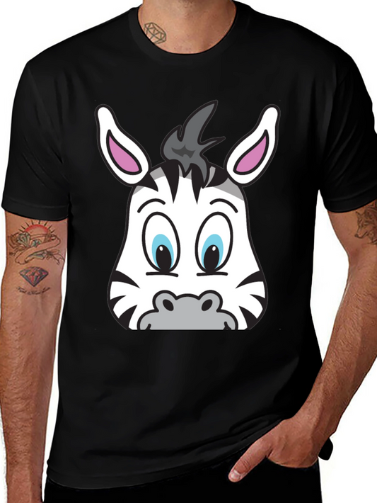 Zebra Face Graphic T-Shirt - Fun Cartoon Tee