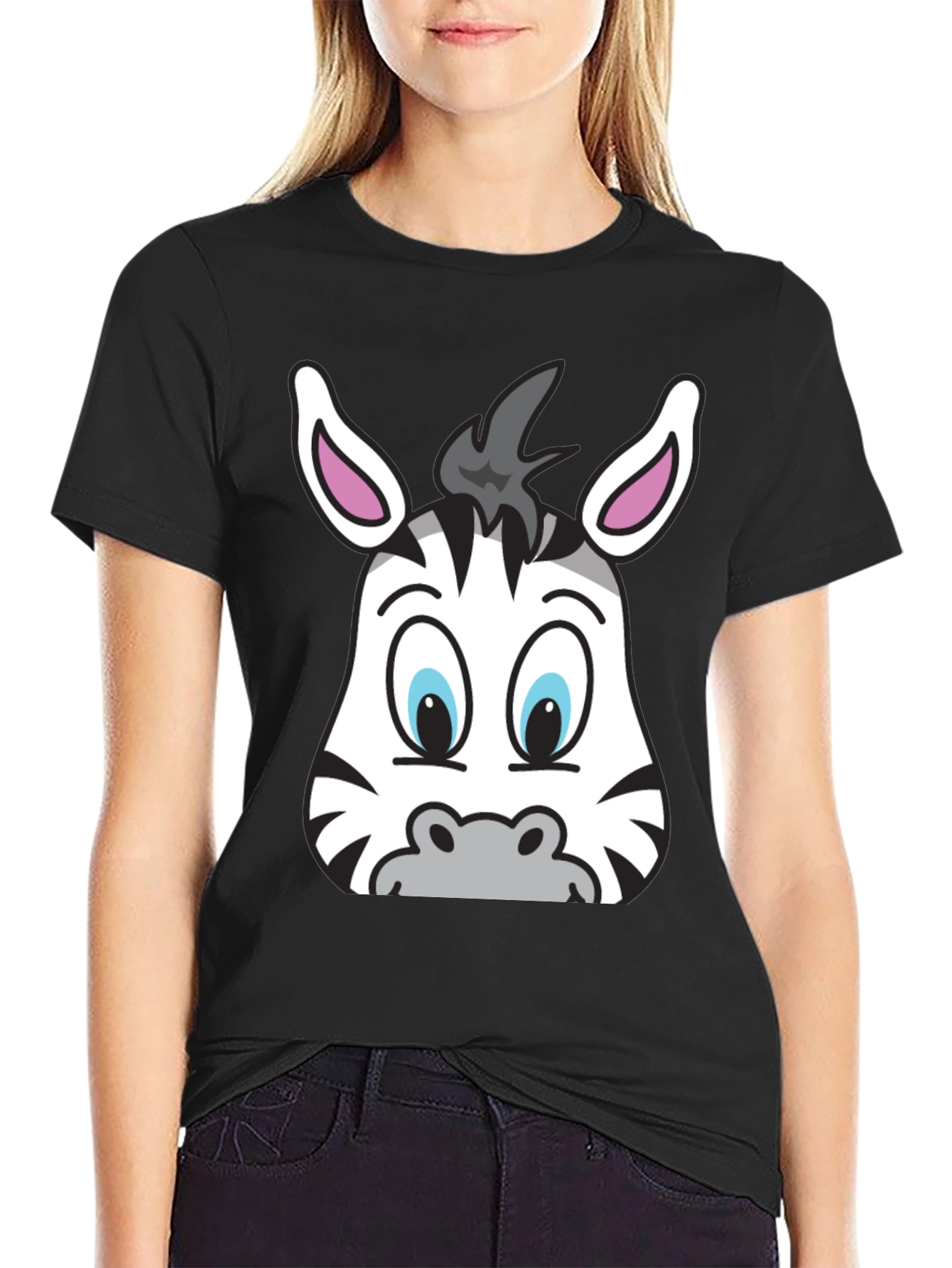 Zebra Face Graphic T-Shirt - Fun Cartoon Tee