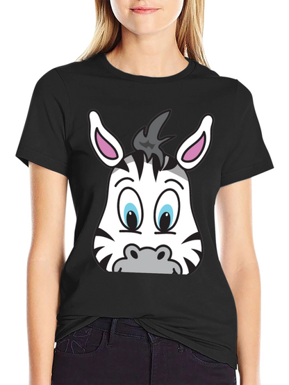 Zebra Face Graphic T-Shirt - Fun Cartoon Tee