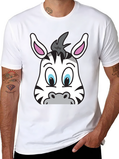 Zebra Face Graphic T-Shirt - Fun Cartoon Tee