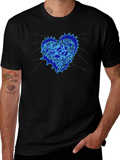 Heart Gear Graphic Print Black T-Shirt