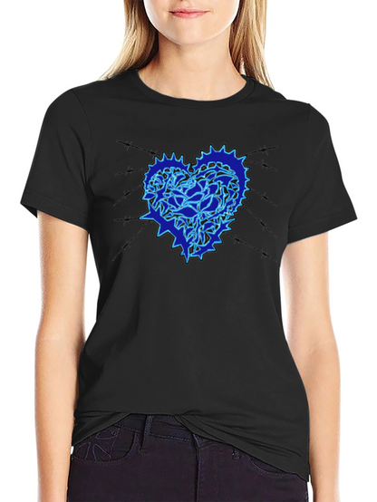 Heart Gear Graphic Print Black T-Shirt