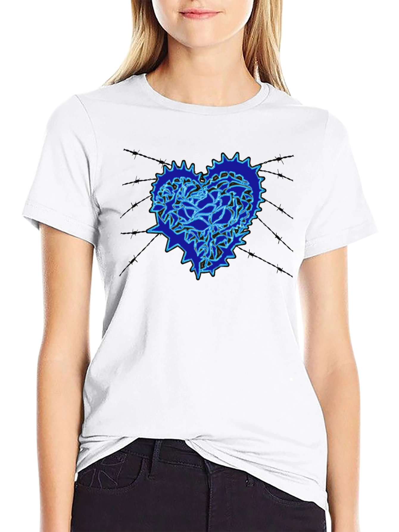 Heart Gear Graphic Print Black T-Shirt
