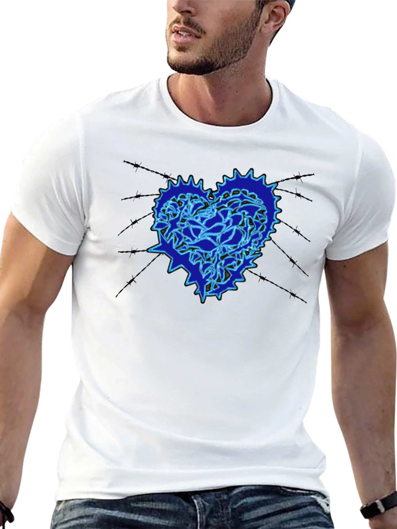 Heart Gear Graphic Print Black T-Shirt
