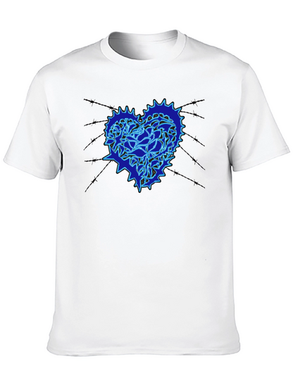 Heart Gear Graphic Print Black T-Shirt