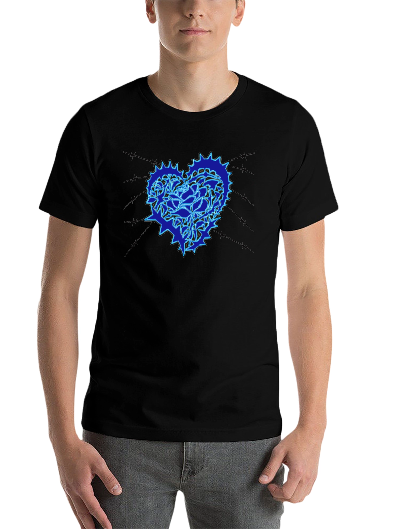Heart Gear Graphic Print Black T-Shirt