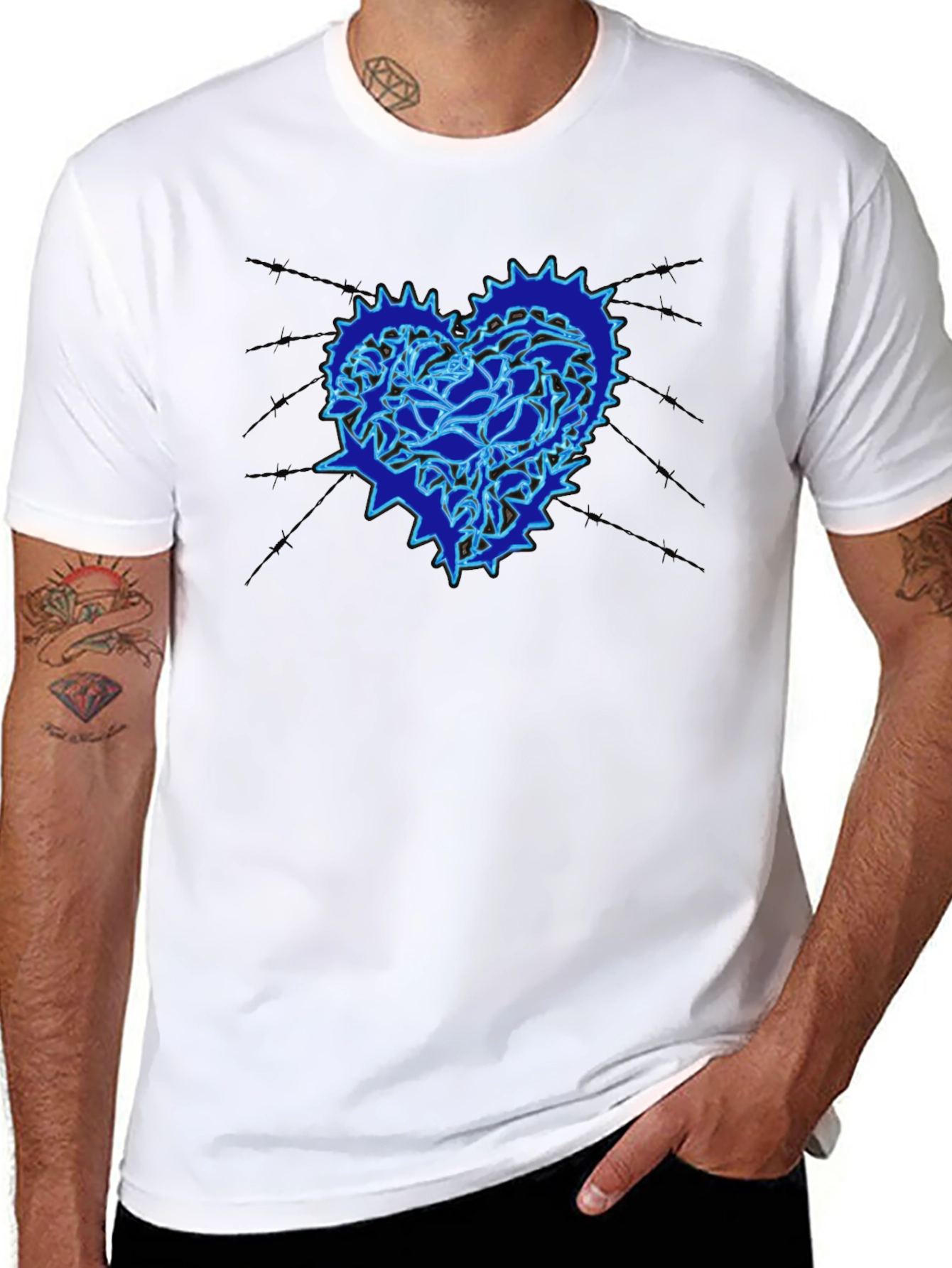 Heart Gear Graphic Print Black T-Shirt