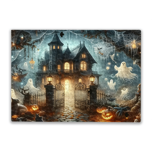 Spooky Cute Halloween Haunted House Ghost Pumpkin Puzzle