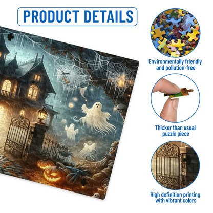 Spooky Cute Halloween Haunted House Ghost Pumpkin Puzzle