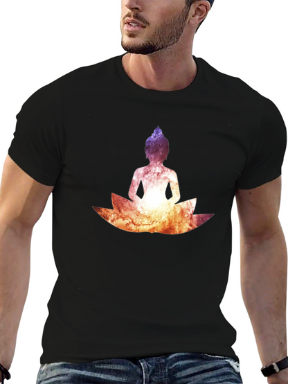 Buddha Lotus Graphic Tee - Cosmic Black T-Shirt