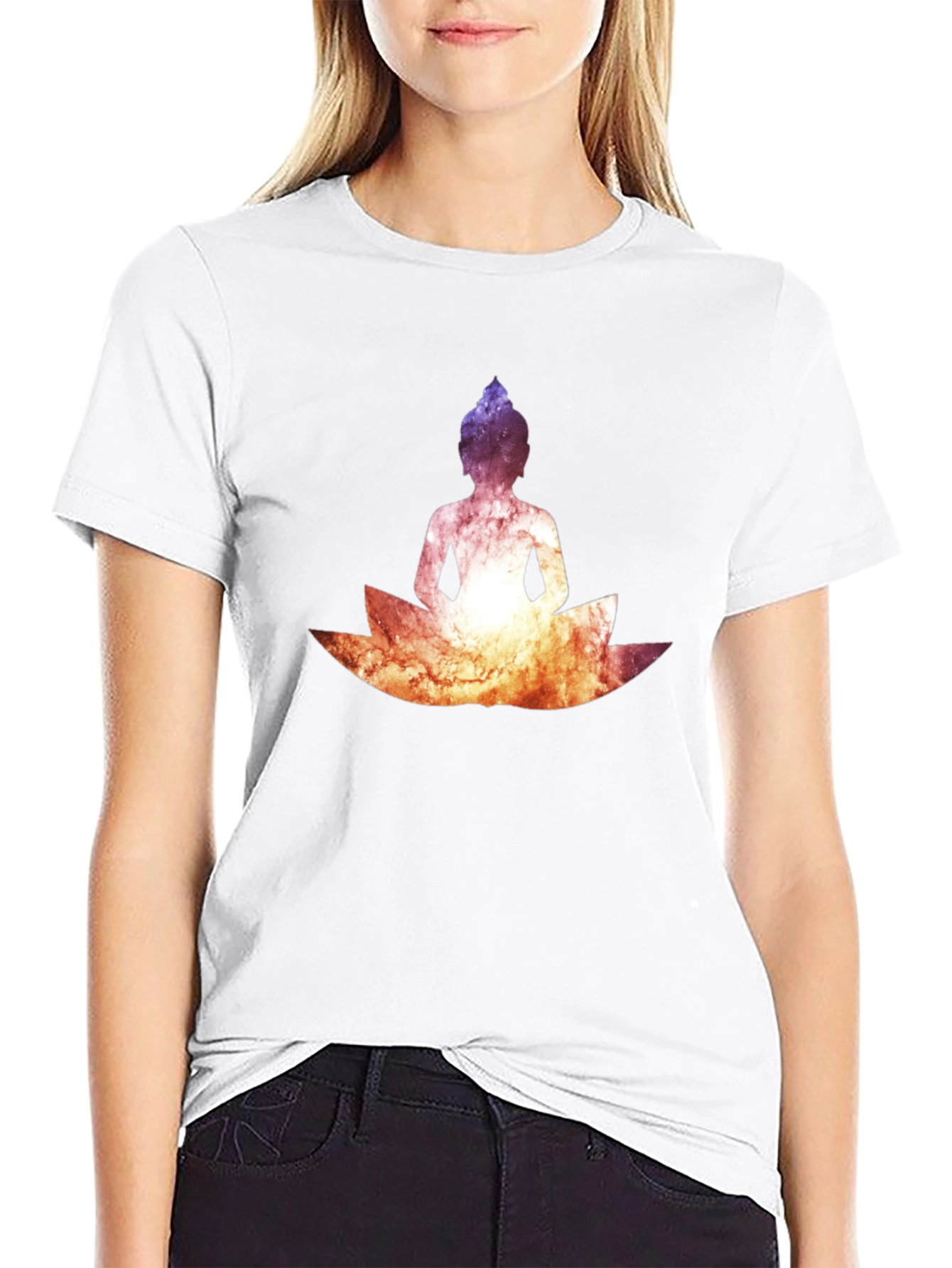 Buddha Lotus Graphic Tee - Cosmic Black T-Shirt