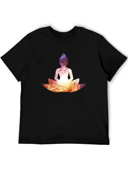 Buddha Lotus Graphic Tee - Cosmic Black T-Shirt