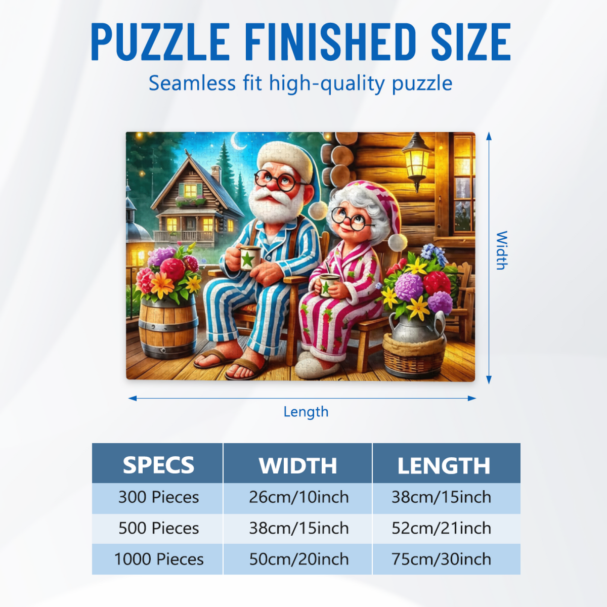 Grandparents in Cozy PJs ¨C Log Cabin Starry Night Warm Puzzle