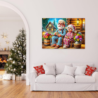 Grandparents in Cozy PJs ¨C Log Cabin Starry Night Warm Puzzle