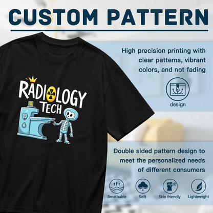Cute Radiology Tech Skeleton X-Ray Cartoon Plus Size Women Graphic Tee