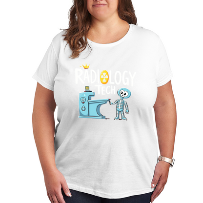 Cute Radiology Tech Skeleton X-Ray Cartoon Plus Size Women Graphic Tee