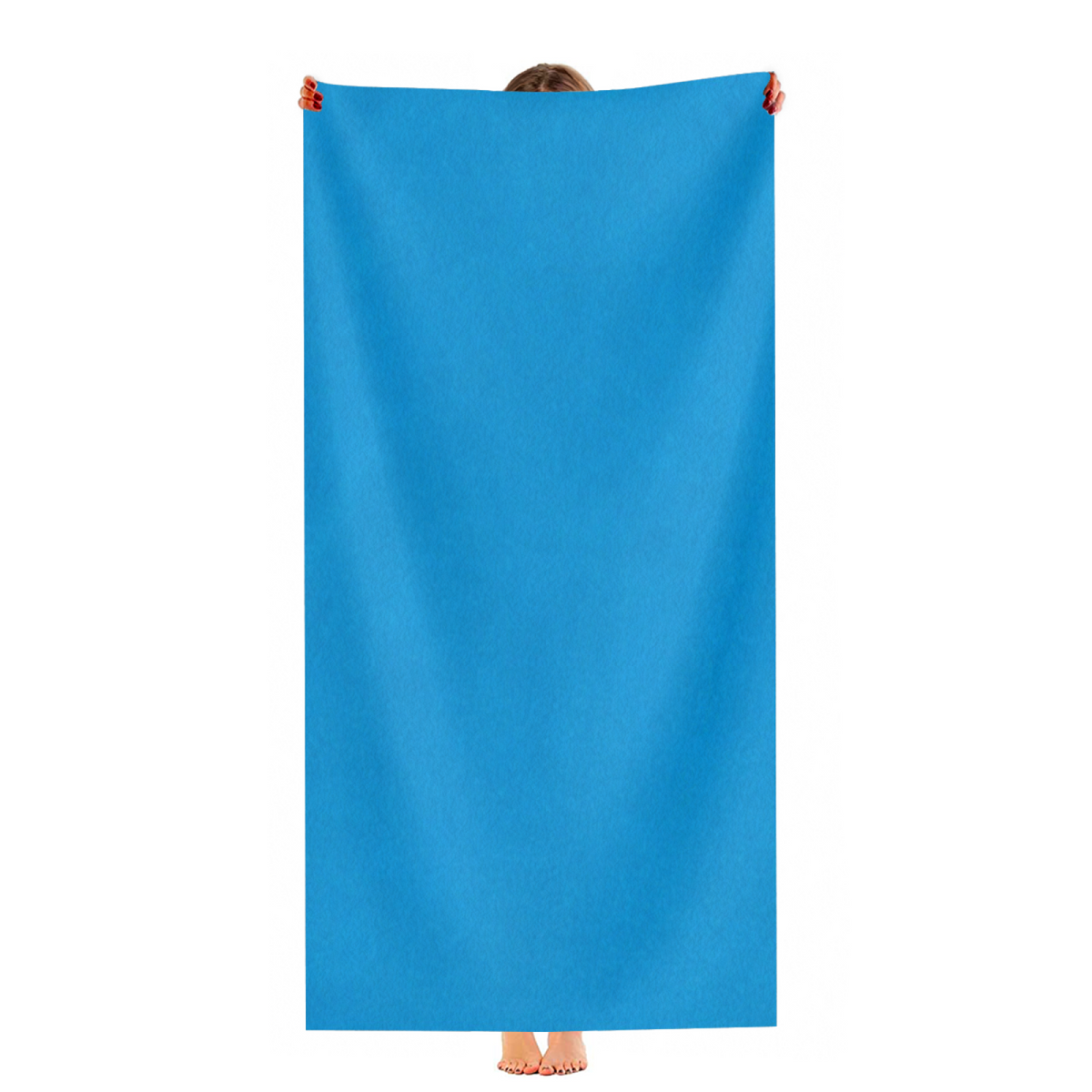 Solid Bright Sky Blue Plain Beach Towel, Various Size Selections, Silky Soft, Powerful Water Absorption & Extra Comfortable for Swimming Camping Use