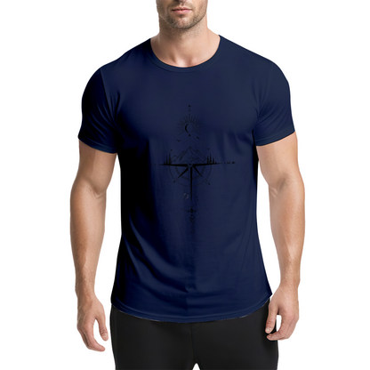 Boho Mountain Compass Sun Moon Wanderlust Travel Tee