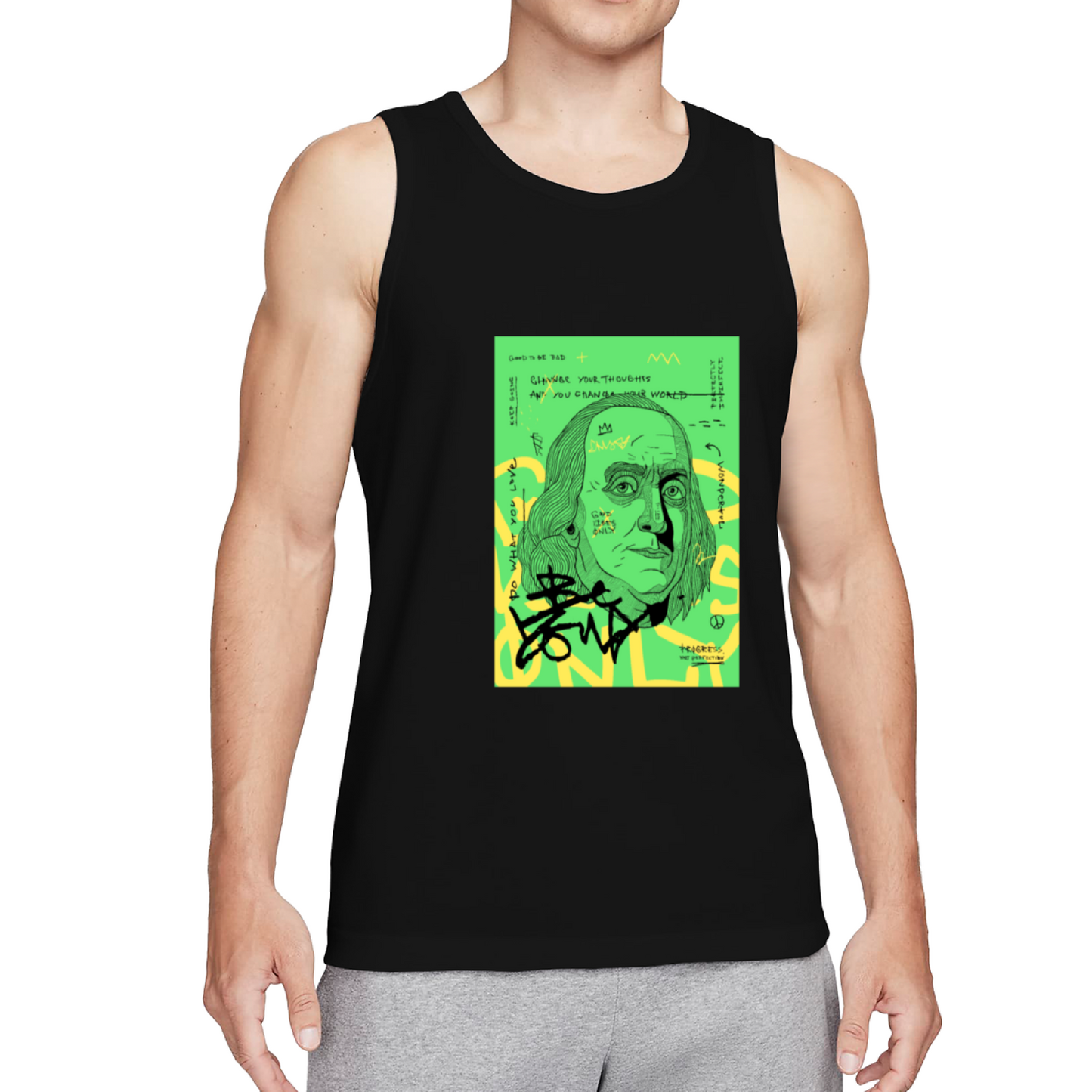 Street Pop Art Benjamin Franklin Graphic Sleeveless Shirt
